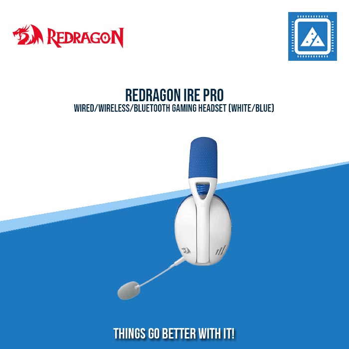 REDRAGON IRE PRO WIRED/WIRELESS/BLUETOOTH GAMING HEADSET (WHITE/BLUE) REDRAGON IRE PRO WIRED/WIRELESS/BLUETOOTH GAMING HEADSET (WHITE/BLUE)